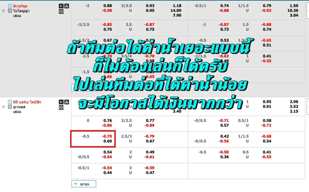 ราคาบอล 0.5 คือ